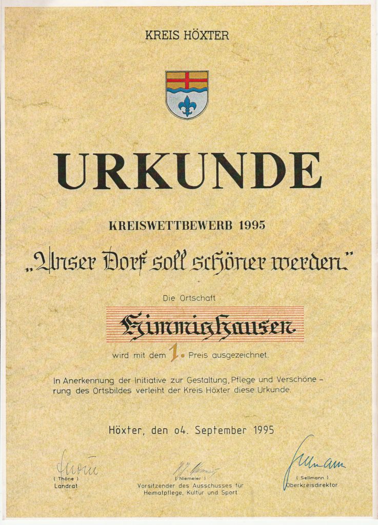 1995    Erster Preis im Kreiswettbewerb “Unser Dorf soll schöner werden”.